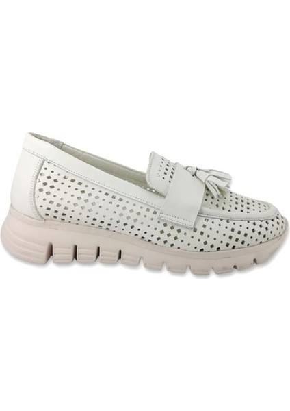 3320 Hakiki Deri Günlük Kadın Ayakkabı-Krem fiyatları