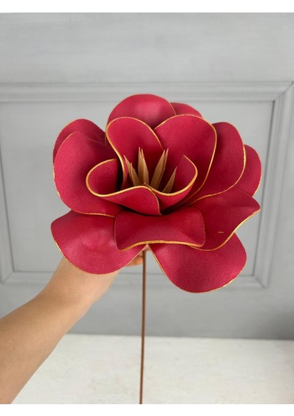 Bordo Lateks Eva Çiçek Tek Dal 18 cm Çap 48 cm Uzunlukta Dekoratif modelleri