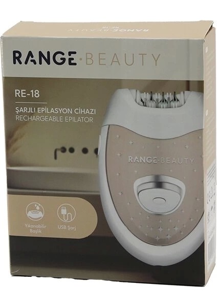 Range Beauty Re-18 Epilasyon Cihazı Epilatör USB ŞARJLI=50DK 2 Kademe Hız Yıkanabilir Başlık=18 Çift Cımbız (5047)
