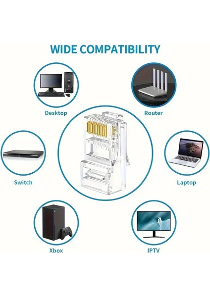 50 Renkli Kılıf + 100 Yeni Nesil Ez RJ45 Konnektör Delikli Açık Uçlu Cat6 Jack fiyatları