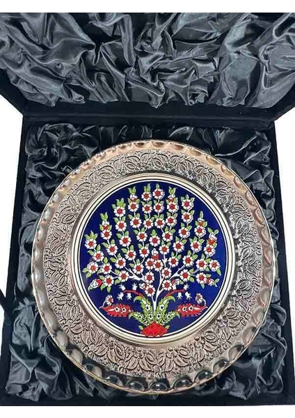 Mavi Zemin Hayat Ağacı Gümüş Tabak 25CM modelleri
