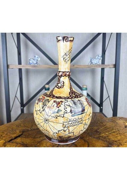 Piri Reis Haritalı Iznik Çini Vazo