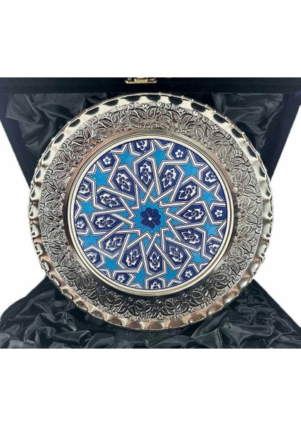 Selçuklu Yıldızı Motifli Gümüş Tabak 25CM