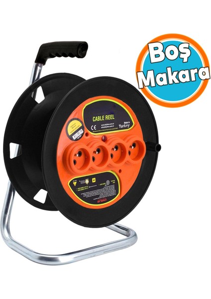 Boş Makara Sarım Makarası Kapaksız 4 Prizli Seyyar Kablo Makarası