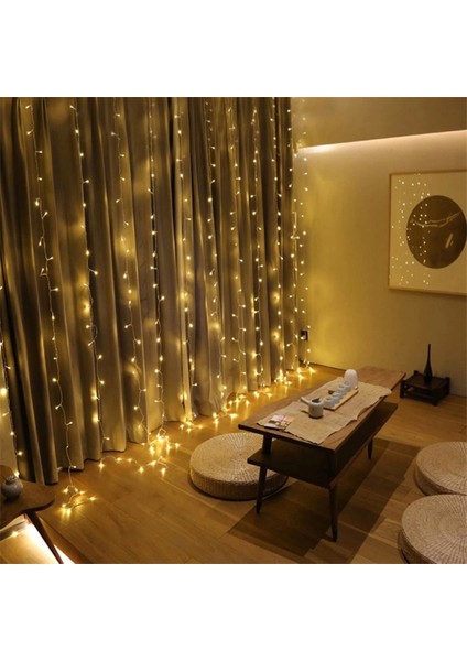 8 Fonksiyonlu 200 LED 10 Saçak Şerit LED 2x2 Perde Ip LED (Gün Işığı) (5047)