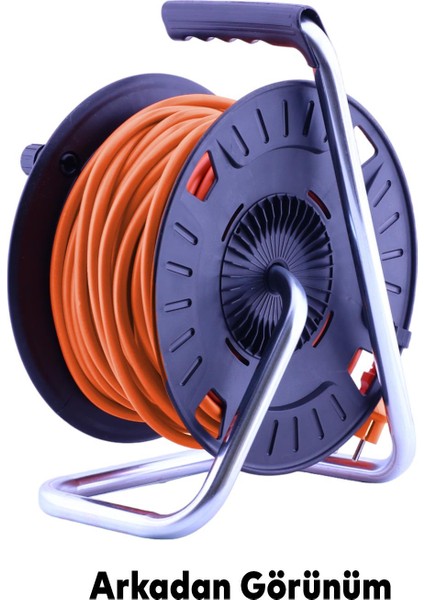 Plastik Makaralı Seyyar IP20 4 Prizli Uzatma Kablosu 3x2.5 mm Cca Kablo 50 Metre Termal Sigorta