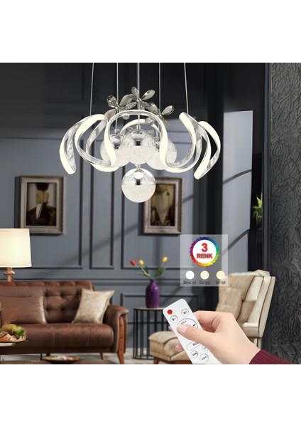 Nova 3 Renk Kumandalı LED Sarkıt Avize – Modern Dimmer & Ayarlanabilir Uzunluk