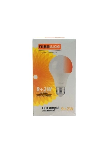 Nisaluce EAMP-074/BK 9+2W E27 Beyaz-Kırmızı LED Ampul (5047)