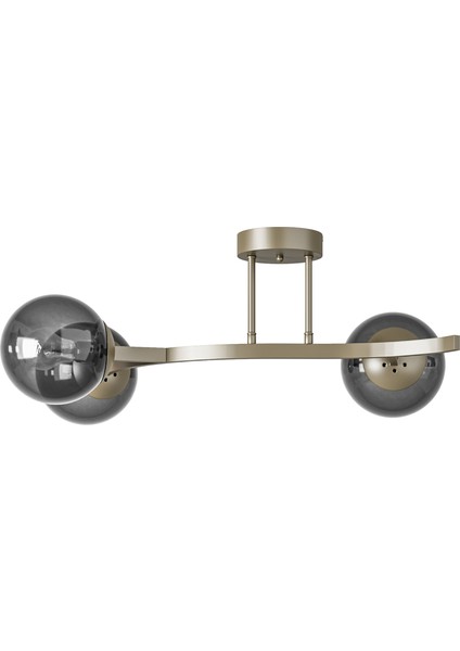 Noria Metal Gövdeli 3’lü Cam Küre Avize | Kavisli Tavan Aydınlatma Avize Modeli
