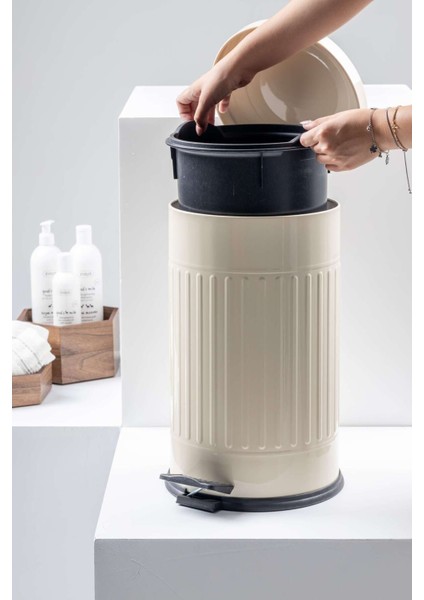 16 Lt Vintage Serisi Amortisör Kapaklı Krem Çöp Kovası indirimleri