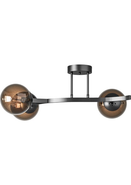Noria Metal Gövdeli 3’lü Cam Küre Avize | Kavisli Tavan Aydınlatma Avize Modeli