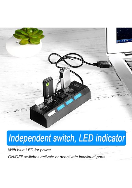 Yeni 2023 4 Port USB Çoklayıcı Hub Anahtarlı Aç/kapa Düğmeli Işıklı Usebe Çoğaltıcı Tak Çalıştır indirimleri