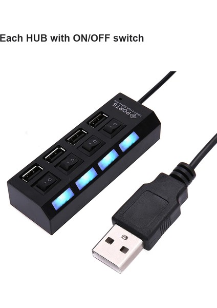 Yeni 2023 4 Port USB Çoklayıcı Hub Anahtarlı Aç/kapa Düğmeli Işıklı Usebe Çoğaltıcı Tak Çalıştır