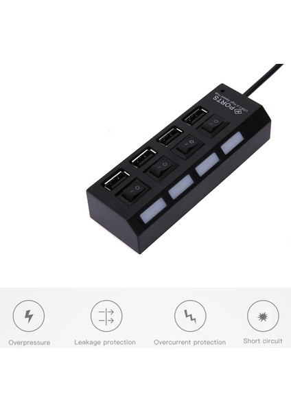 Yeni 2023 4 Port USB Çoklayıcı Hub Anahtarlı Aç/kapa Düğmeli Işıklı Usebe Çoğaltıcı Tak Çalıştır