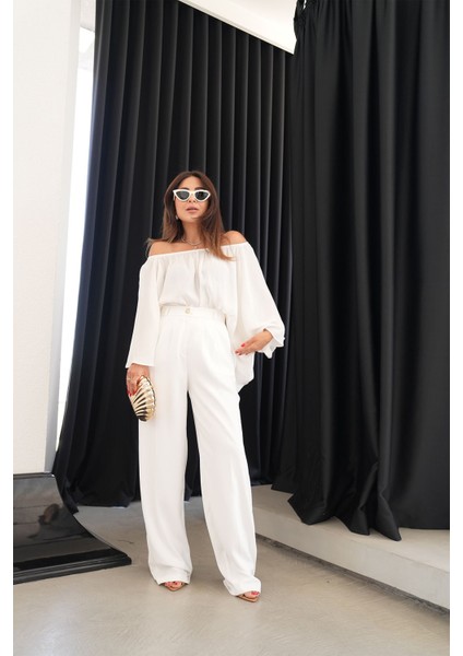 Gold Düğmeli Pileli Klasik Pantolon modelleri