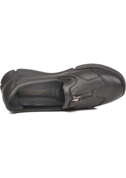603 Z Ortopedik Anatomik Hakiki Deri Kadın Siyah Günlük Ayakkabı fırsatları