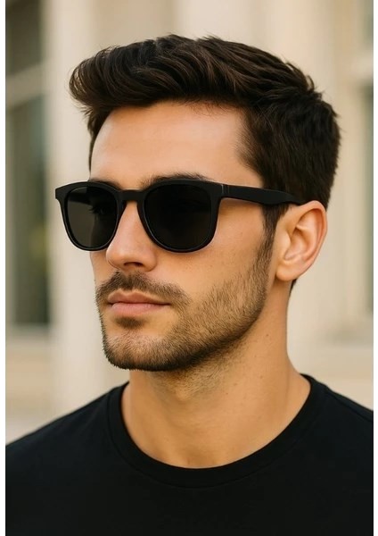 Uv 400 Korumalı Polarize Çerçeve Siyah Sade Detaylı Şık Stil Tasarım Unisex Güneş Gözlüğü