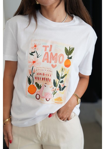 Tı Amo Yazılı Tshirt