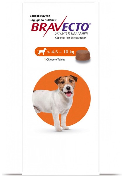 o Köpekler Için Çiğneme Tableti 250 Mg (>4,5 – 10 Kg) Bir Tablet