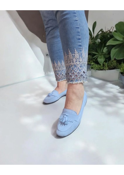 Püsküllü Günlük Süet Rahat ve Şık Loafer Ayakkabı
