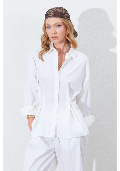 Kadın Kemik Bel Oturtmalı Bel Düğme Detaylı Gömlek fiyatları