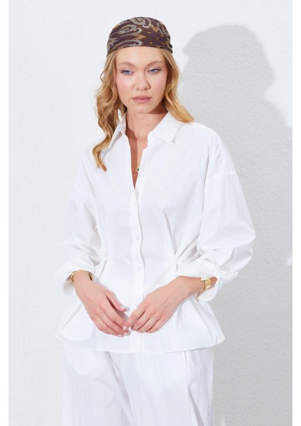 Kadın Kemik Bel Oturtmalı Bel Düğme Detaylı Gömlek modelleri