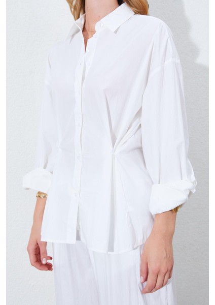 Kadın Kemik Bel Oturtmalı Bel Düğme Detaylı Gömlek indirimleri