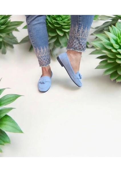 Püsküllü Günlük Süet Rahat ve Şık Loafer Ayakkabı