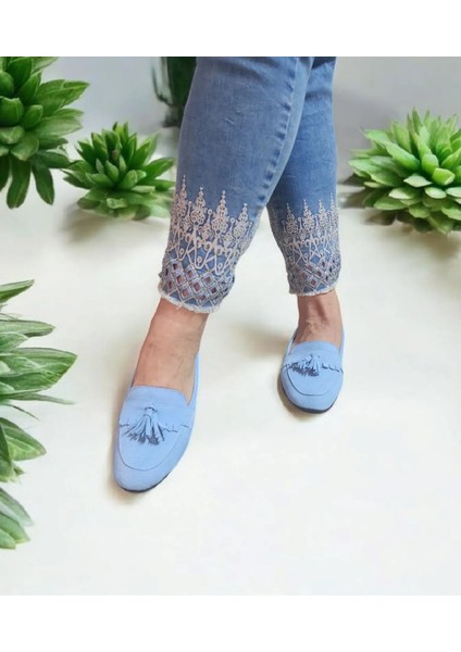 Püsküllü Günlük Süet Rahat ve Şık Loafer Ayakkabı