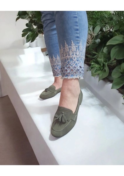 Püsküllü Günlük Süet Rahat ve Şık Loafer Ayakkabı
