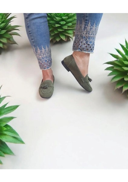 Püsküllü Günlük Süet Rahat ve Şık Loafer Ayakkabı
