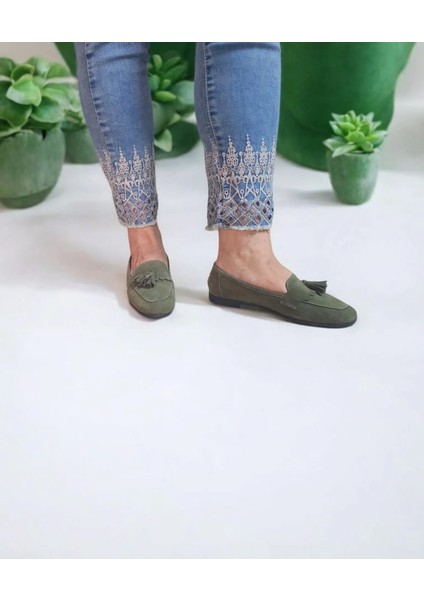 Püsküllü Günlük Süet Rahat ve Şık Loafer Ayakkabı