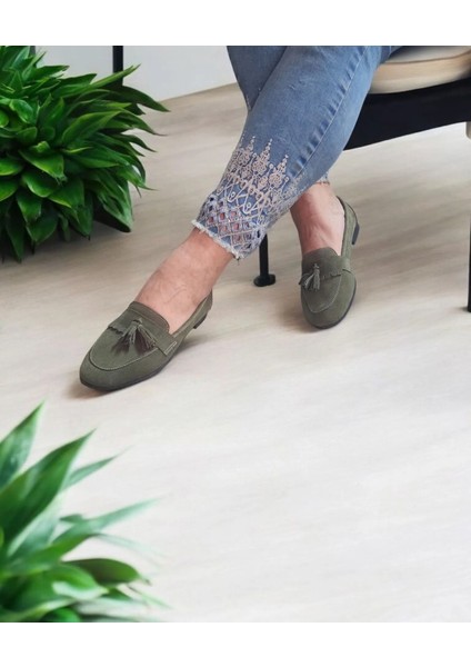Püsküllü Günlük Süet Rahat ve Şık Loafer Ayakkabı