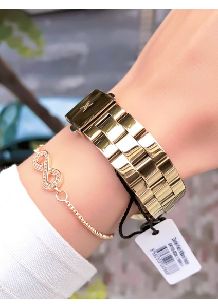 Orijinal Çelik Kordon Kadın Kol Saati 3 Atm Su Geçirmezlik Gold Renk Bileklik Hediyeli DK377C2 fırsatları