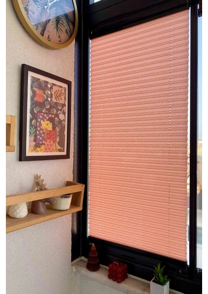 Turuncu Plise Katlanır Cam Balkon Perdesi - Ofis Perdesi - Ev Perdesi - Salon Perdesi - Plise Perde