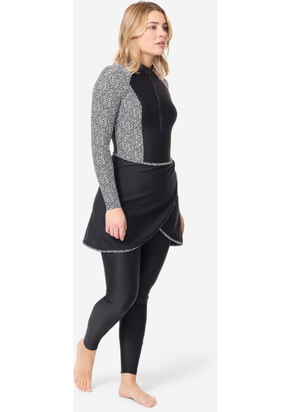 Nabaiji Kadın Kapalı Sırt Uzun Kollu Burkini Mayo - Siyah - Rıme 100 fiyatları