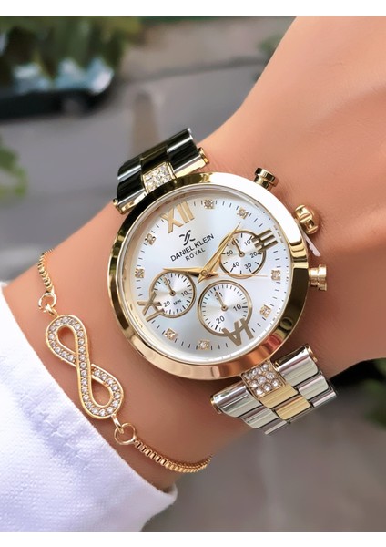Orijinal Çelik Kordon Kadın Kol Saati 3 Atm Su Geçirmezlik Gold Gümüş Renk Bileklik Hediyeli DK377C3