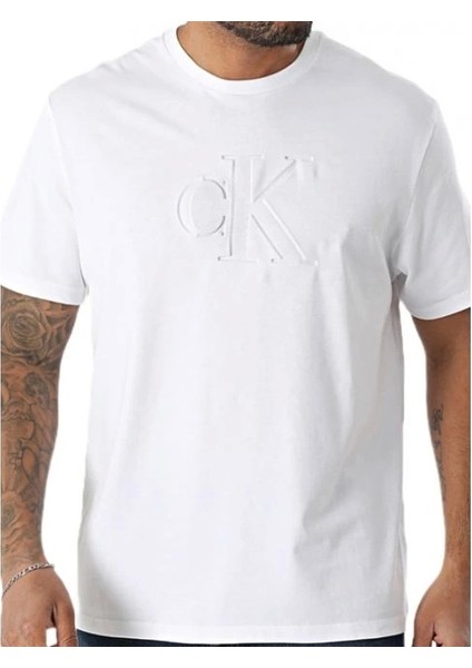 Ss 20S Ck Deboss Mono Graphıc Te Erkek Beyaz T-Shirt LV04RC824G-YAA