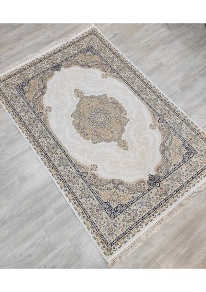 Hanzade, Osmanlı Melodi Ipeksi Yün Tuşeli Triko Akrilik Saraylı Oturma Odası ve Salon Halısı