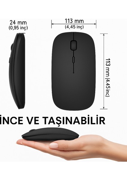 Sessiz Bluetooth Kablosuz Mouse – Şarjlı ve Konforlu Kullanım fırsatları