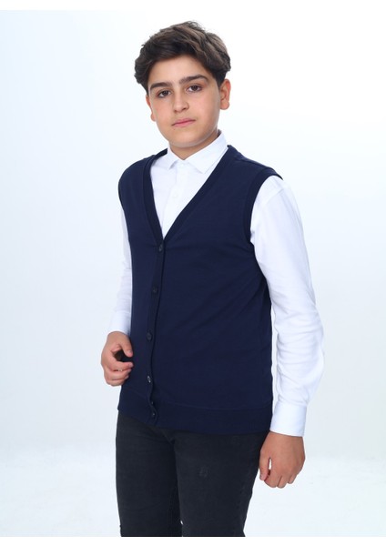 Erkek Çocuk Okul Düğmeli Yelek