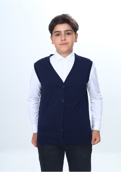 Erkek Çocuk Okul Düğmeli Yelek