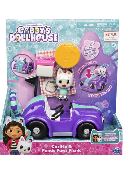Fırsat Byr 6062145 Gabbys Dollhouse Pandy Paws ve Carlita Araba Yeni