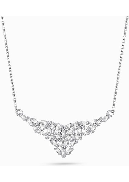 Baget Taşlı Beyaz Altın Kolye