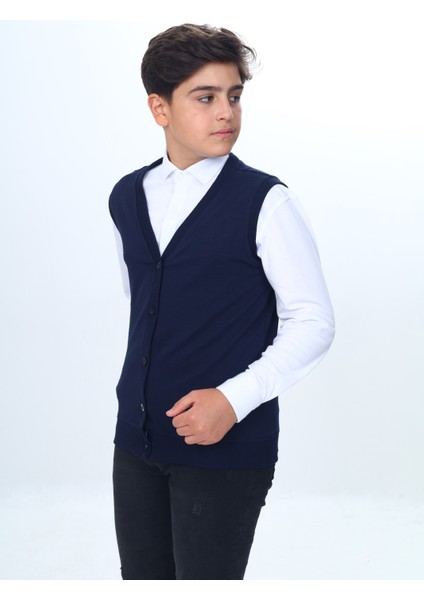 Erkek Çocuk Okul Düğmeli Yelek