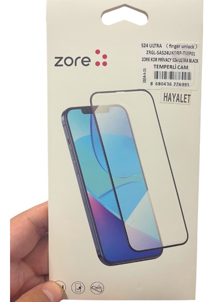 Galaxy S24 Ultra Zore Kor Privacy Cam Ekran Koruyucu