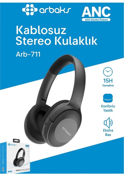 Anc Aktif Gürültü Önleme, 15 Saat Oynatma Kulaklık Arbaks ARB-711 fiyatları