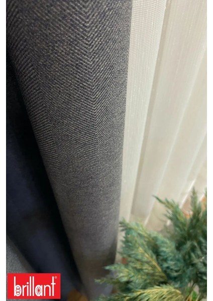 Keten Gri Renk 1/3 Sık Pile Kalın Tek Kanat Fon Perde fiyatları