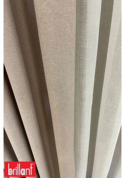 Keten Kum Beji Renk 1/3 Sık Pile Kalın Tek Kanat Fon Perde fiyatları