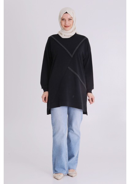 Büyük Beden Tesettür Drop Taşlı Tunik 2056